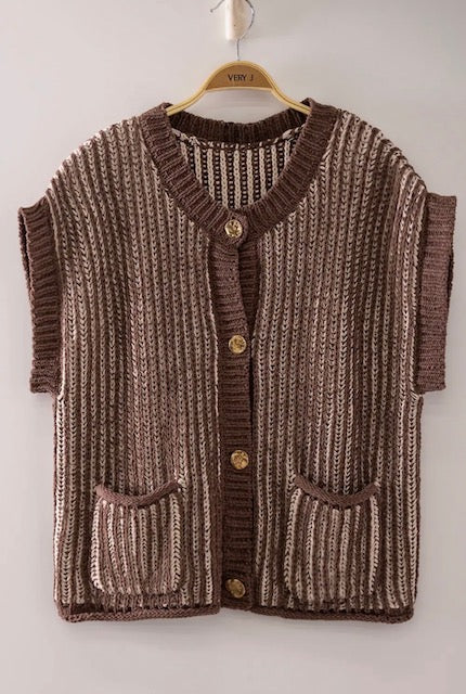 Chocolate/cream sweater vest