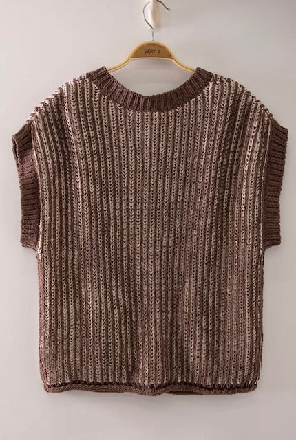 Chocolate/cream sweater vest