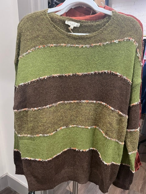 LS striped knitted sweater
