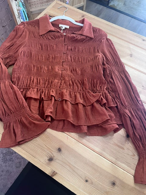 LS button down smocked top