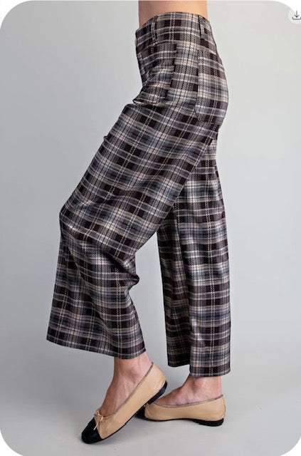 Plaid patch pocket pants