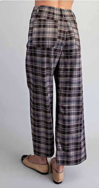 Plaid patch pocket pants