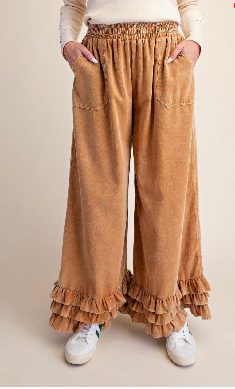 Ruffle bottom baby corduroy pants