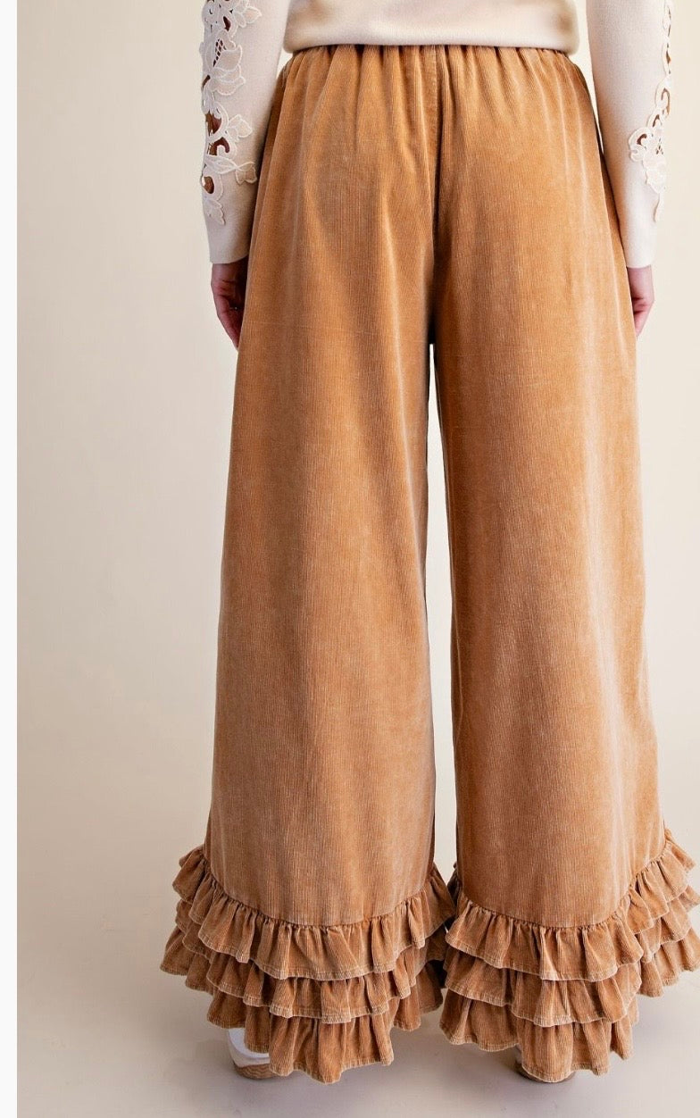 Ruffle bottom baby corduroy pants