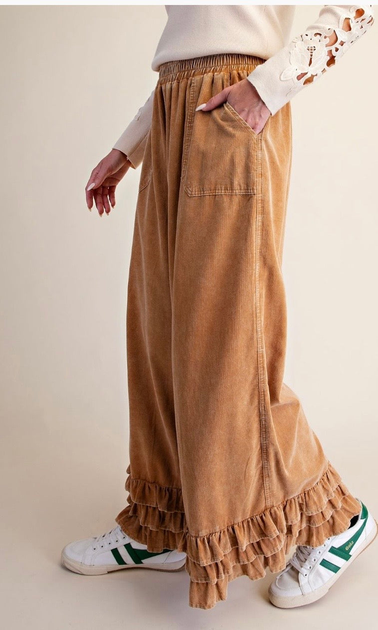 Ruffle bottom baby corduroy pants