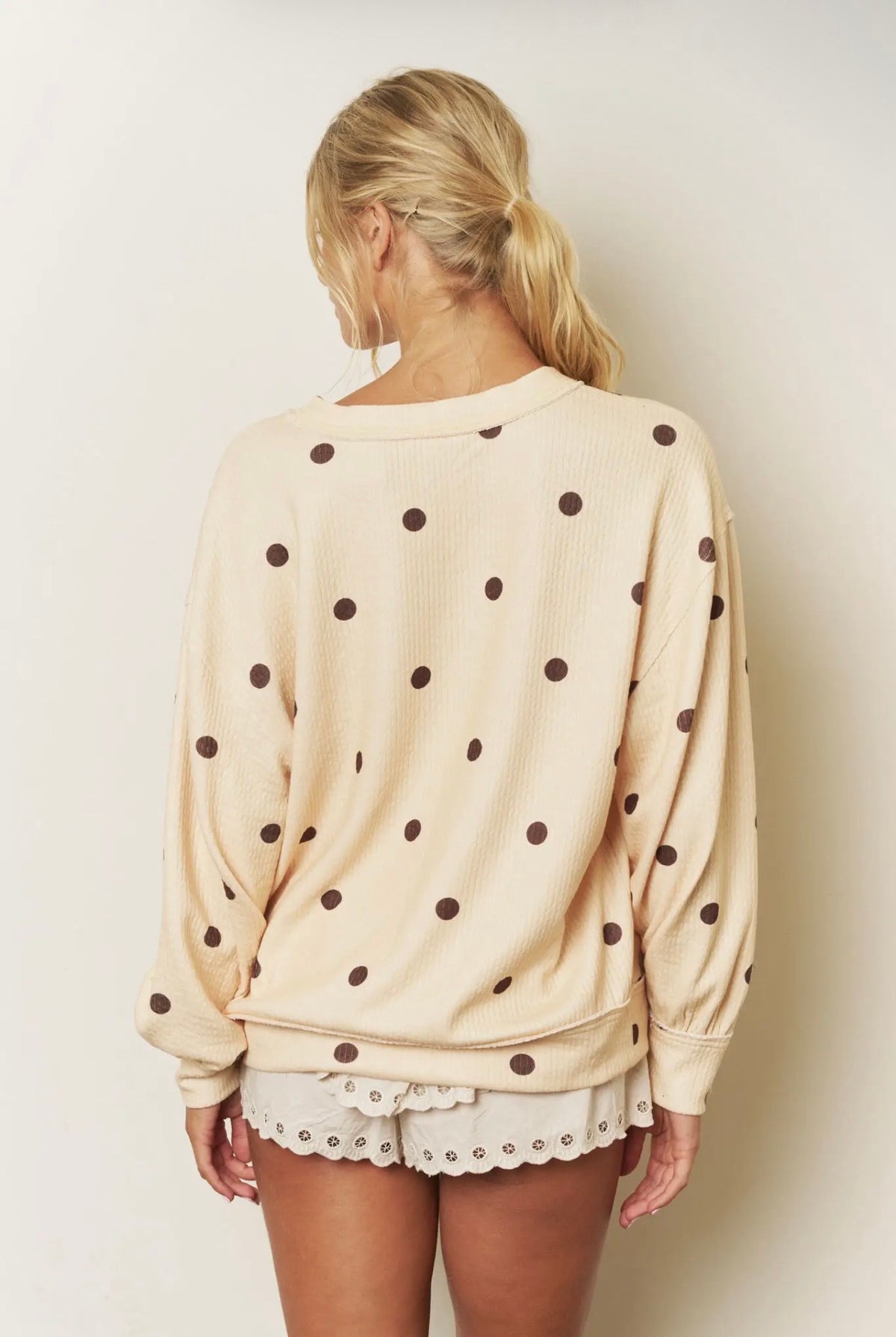 Long sleeve top with polka dots
