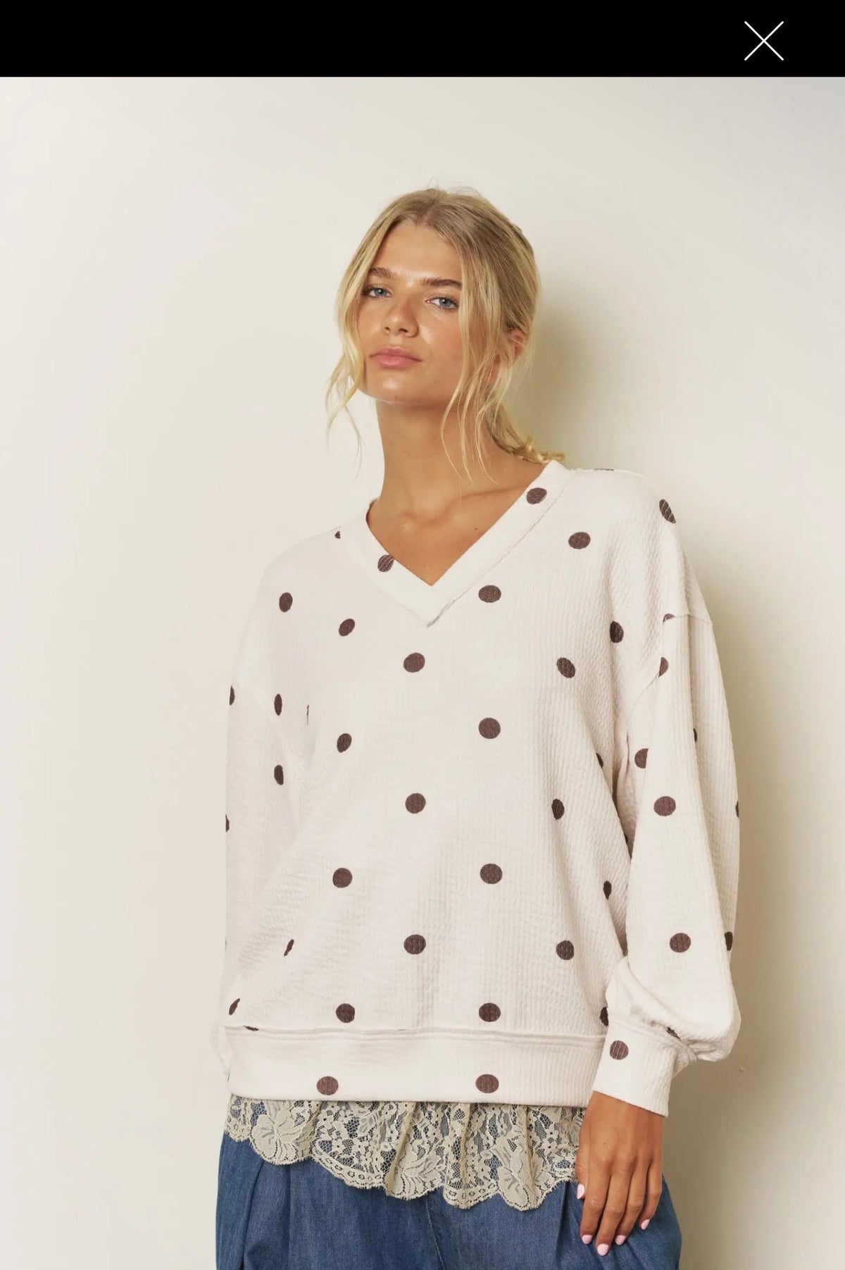 Long sleeve top with polka dots