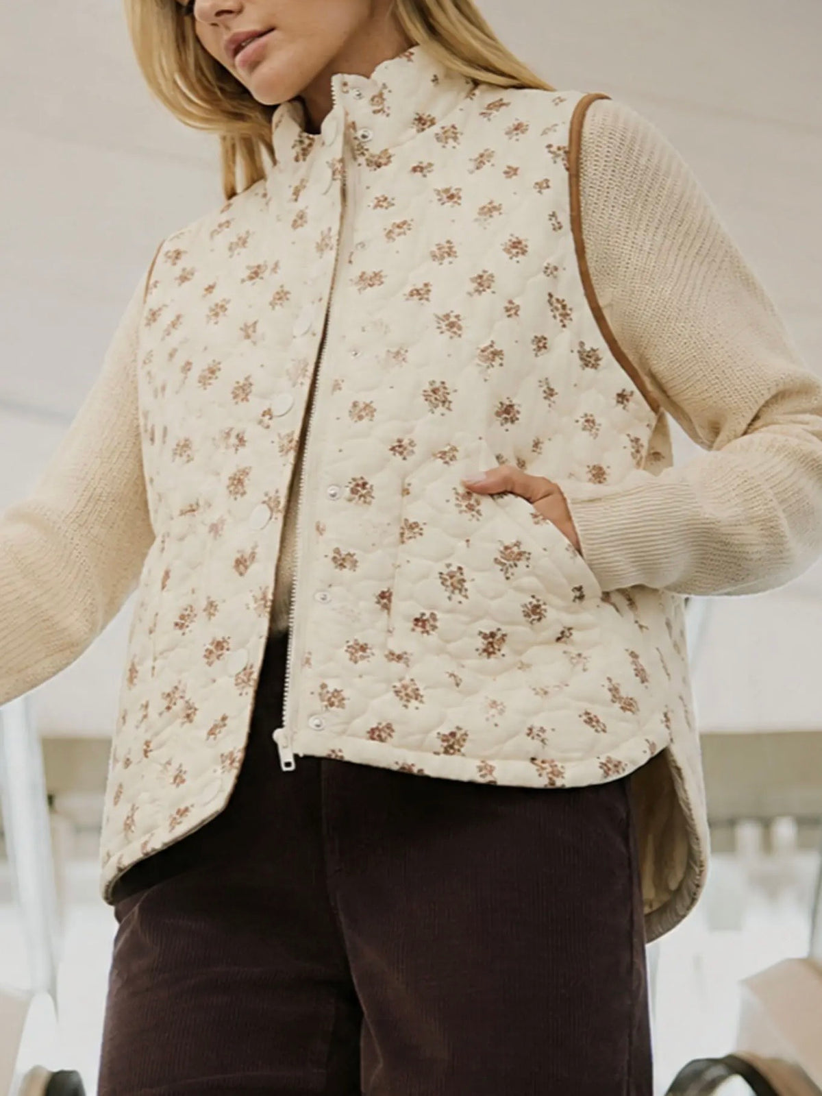 Floral quilted vest