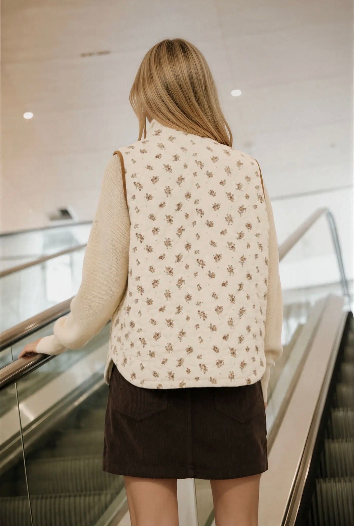 Floral quilted vest