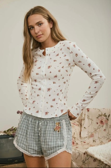 Floral waffle top