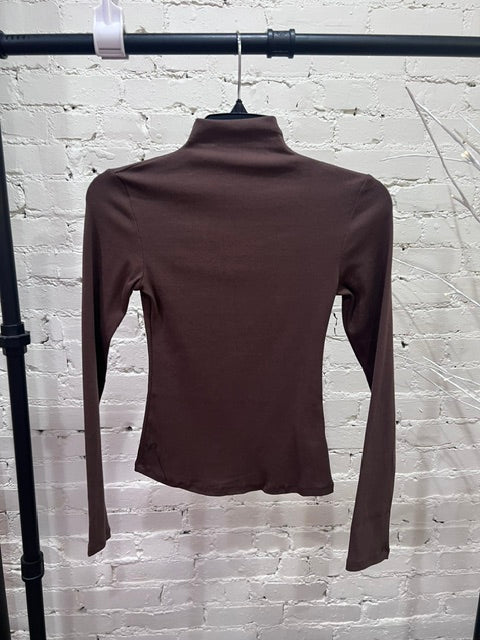 Ribbed mock neck bodycon top