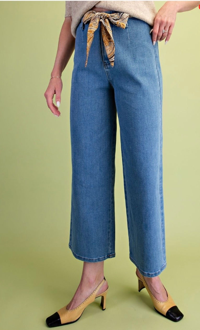 Scarf tie waisted jeans