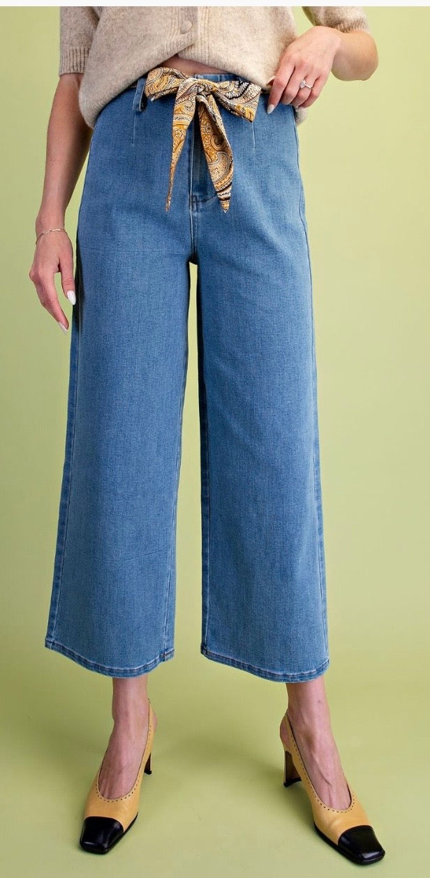Scarf tie waisted jeans