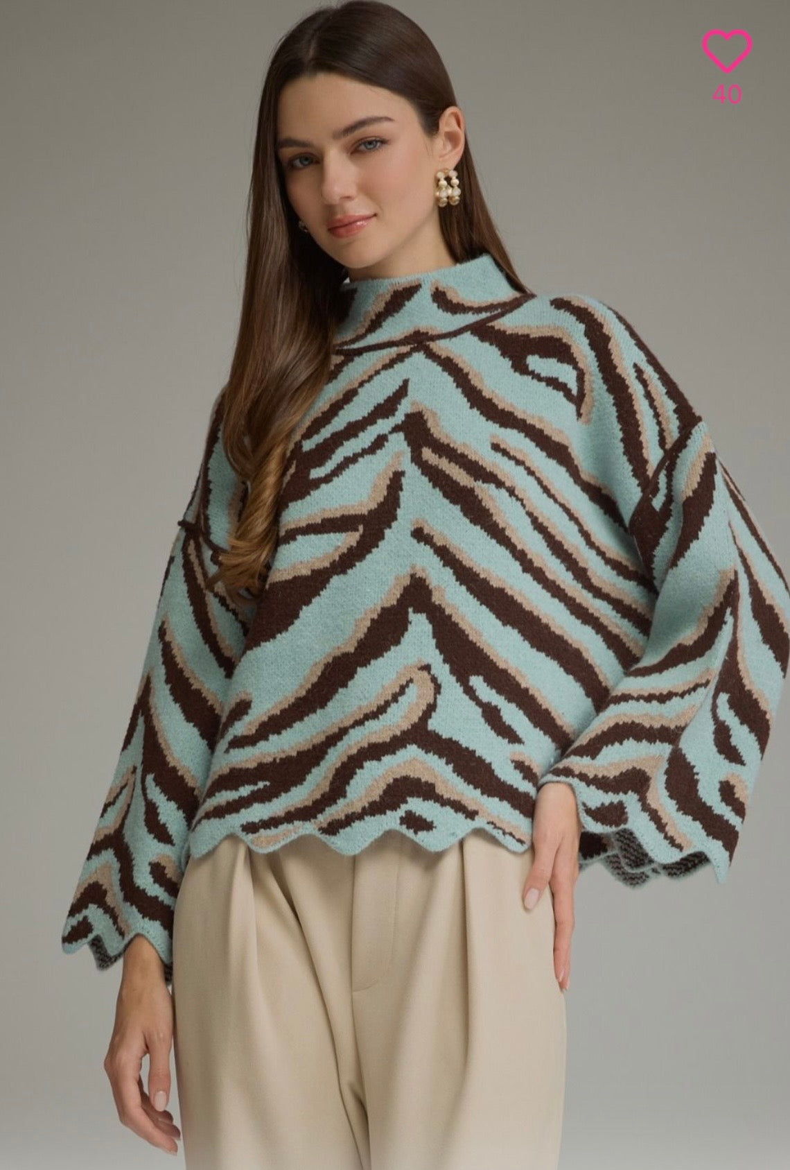 Animal print knit top