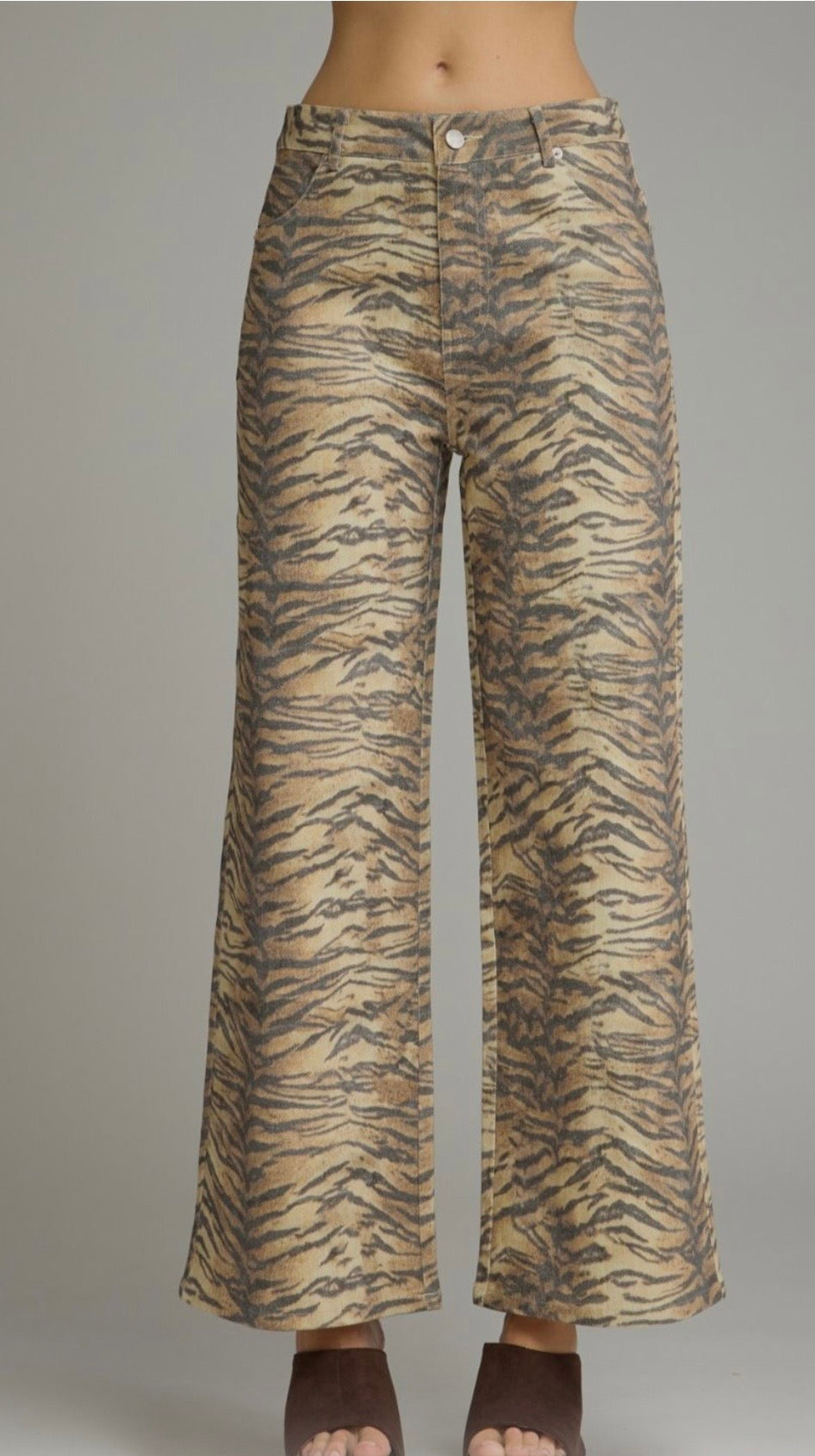 Animal print wide leg pants