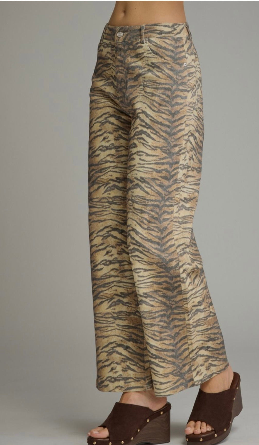Animal print wide leg pants