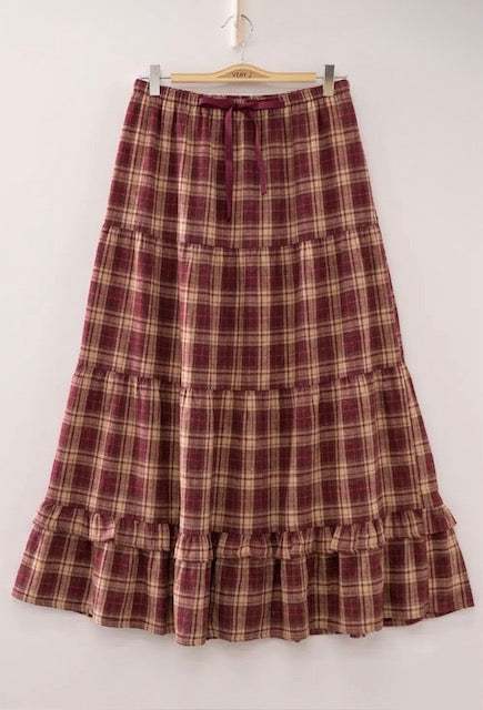 Red mix flannel skirt