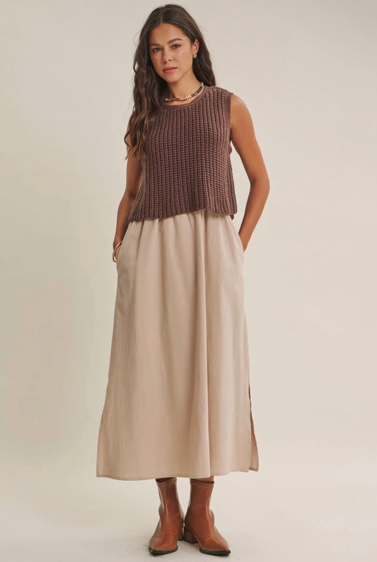 Chunky sweater mixed media dress