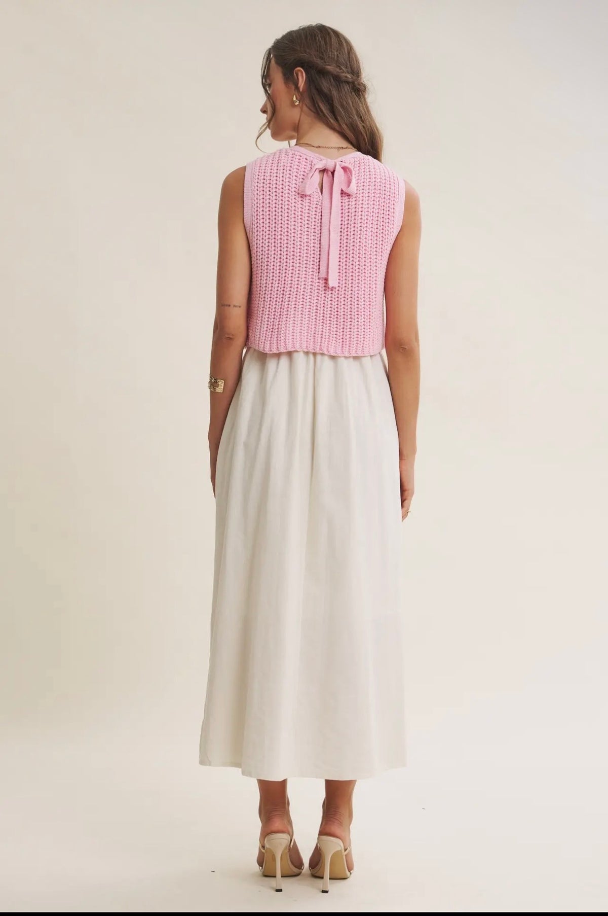 Chunky sweater mixed media dress