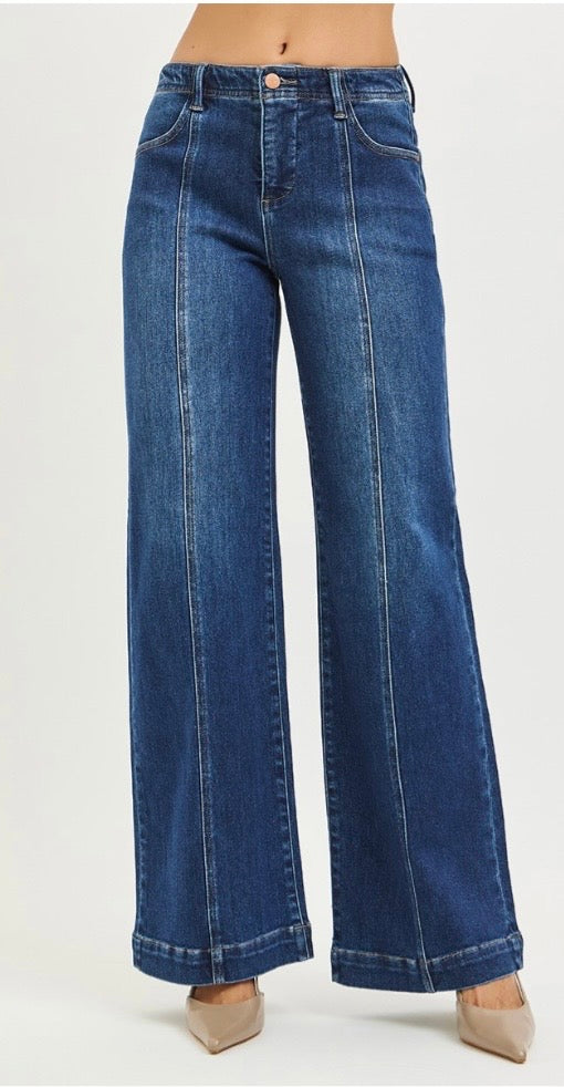 Ella Midrise wide leg jean with front seam detail