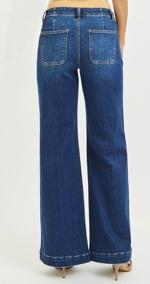 Ella Midrise wide leg jean with front seam detail