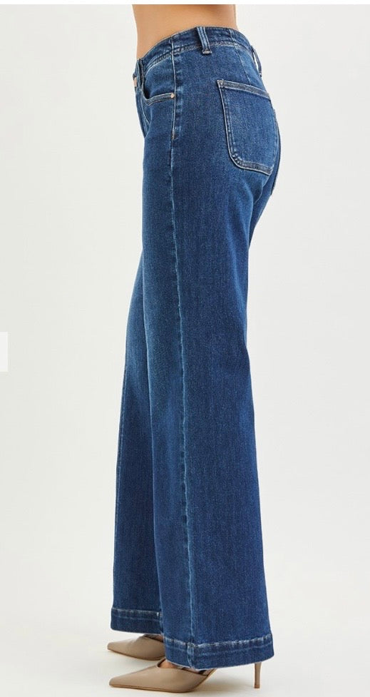 Ella Midrise wide leg jean with front seam detail