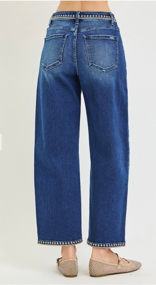 Mckinlee Slouchy Cropped barrel w/embroidery