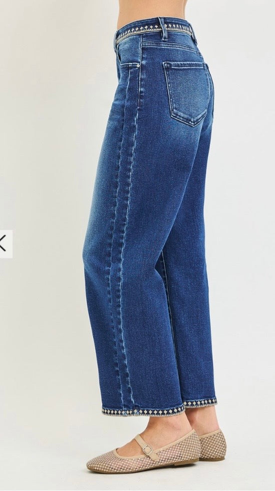 Mckinlee Slouchy Cropped barrel w/embroidery