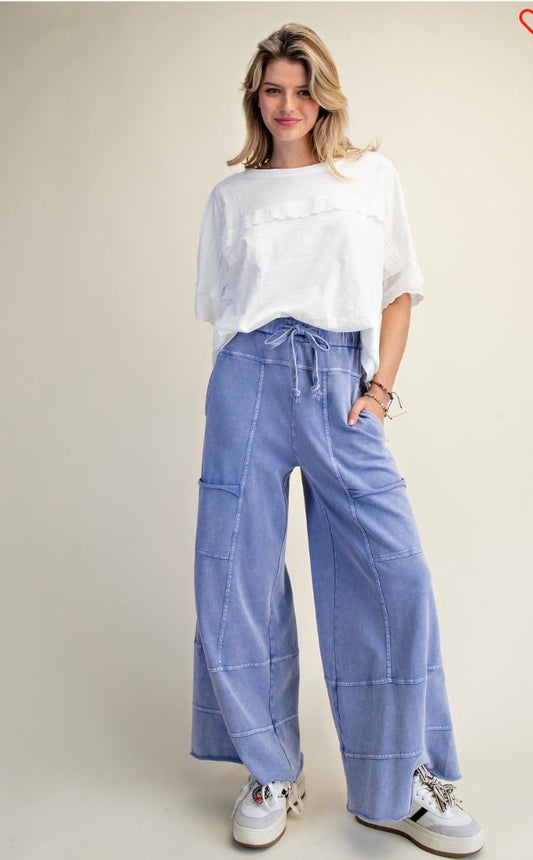 Easel Mineral washed terry knit pants