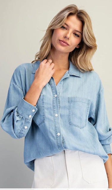 Button down notched collar shirt