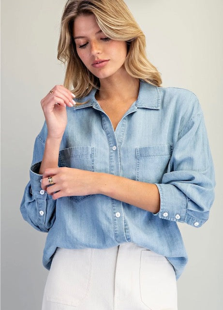 Button down notched collar shirt