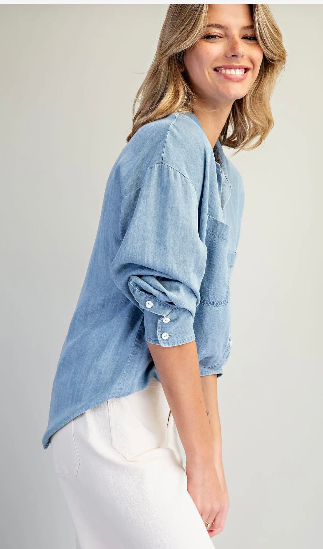 Button down notched collar shirt