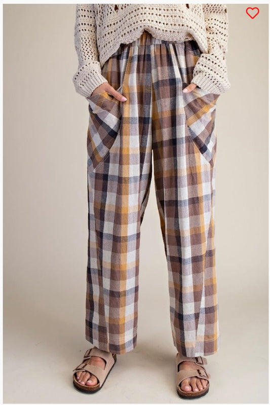 Plaid linen pants