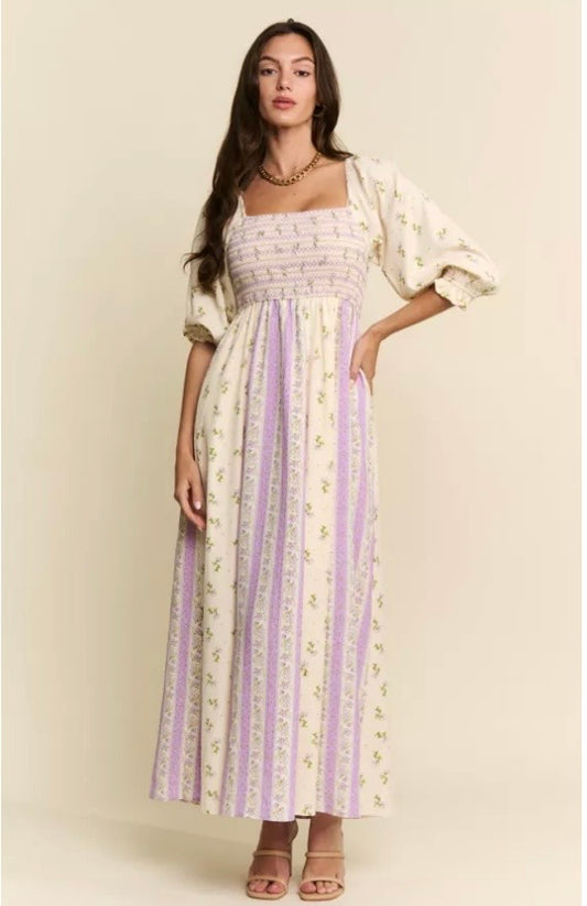 Multi floral lavender dress