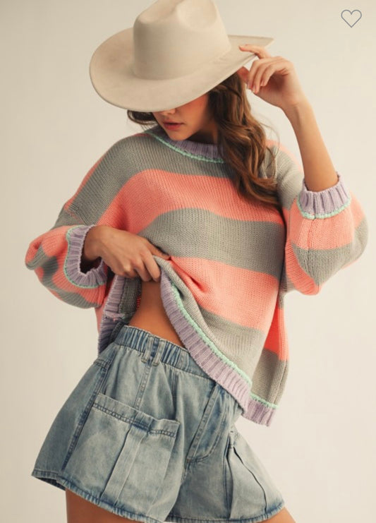 Ribbed sunset striped sweater