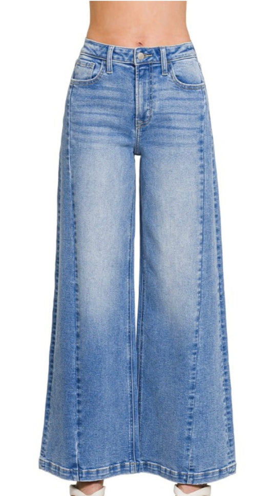 Wide leg denim pants