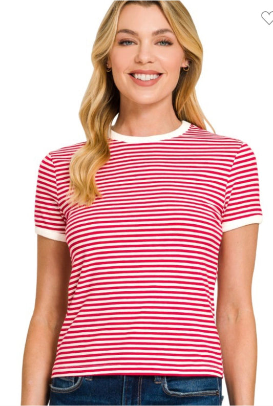 Striped contrast tee