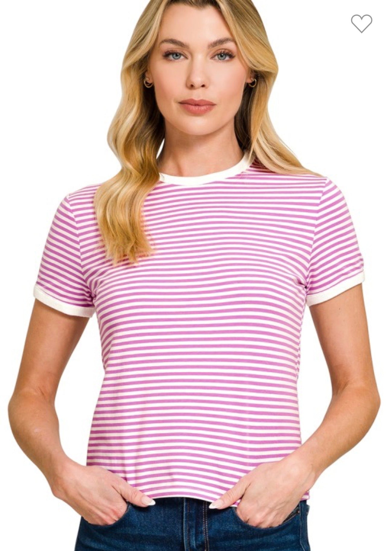 Striped contrast tee