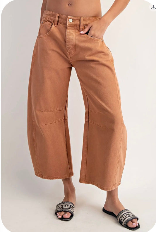 Brown barrel jean
