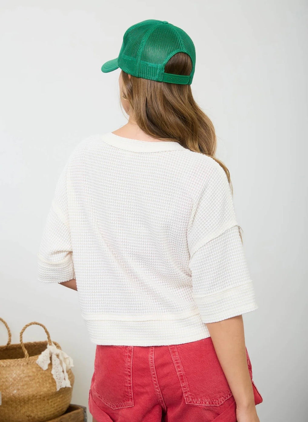 Waffle knit cardigan