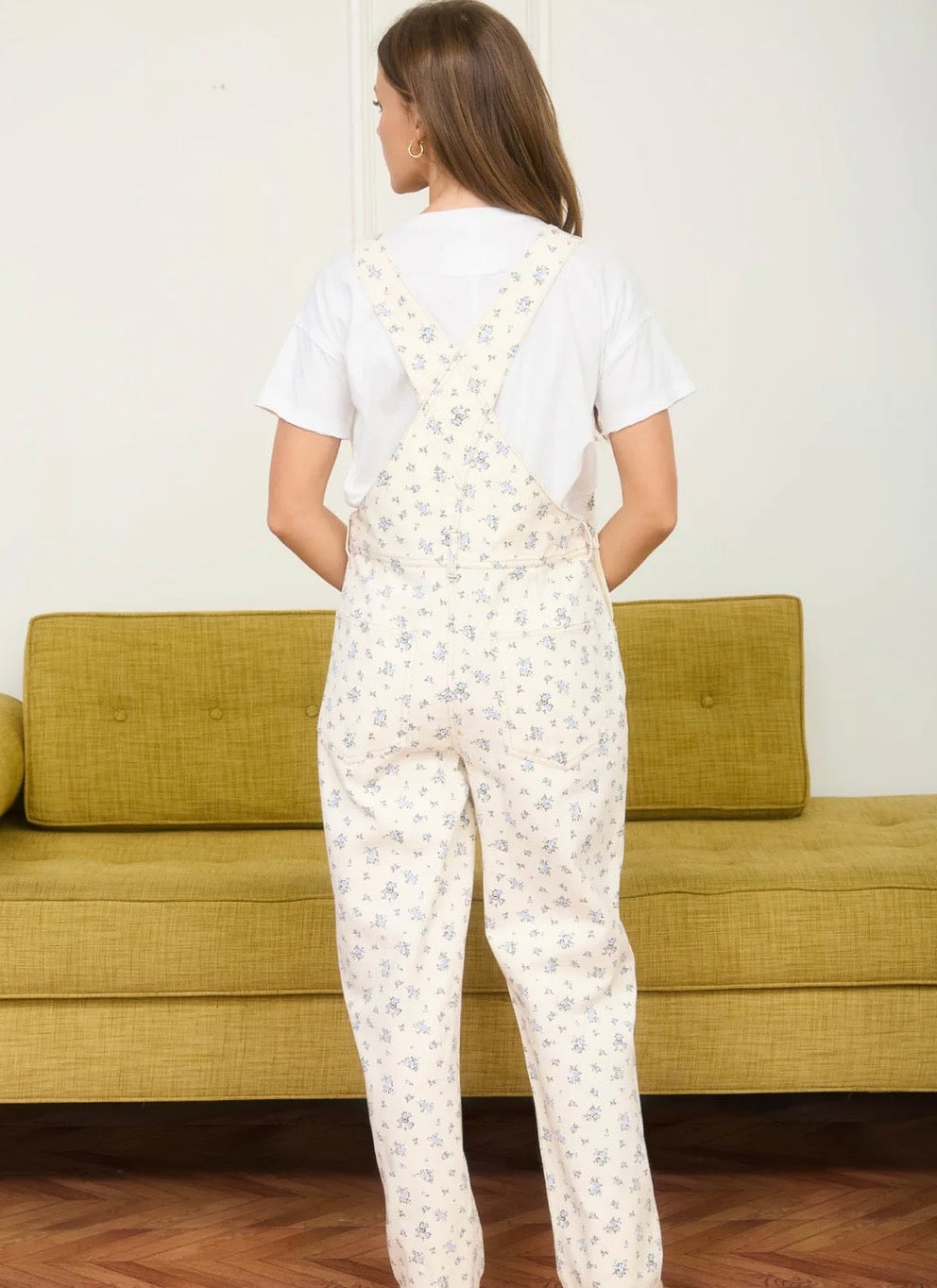 Floral ecru overalls