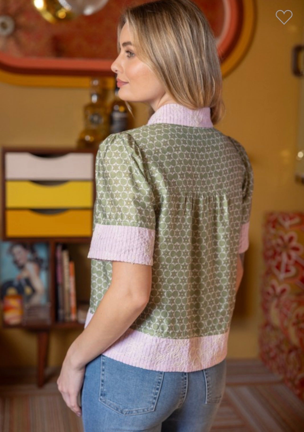 Green/pink floral top