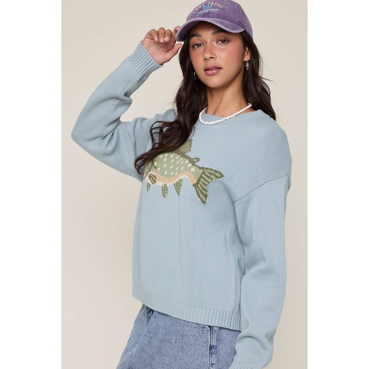 Wishlist Apparel - 'FISH' GRAPHIC COASTAL CREWNECK SWEATER / WL25-12103