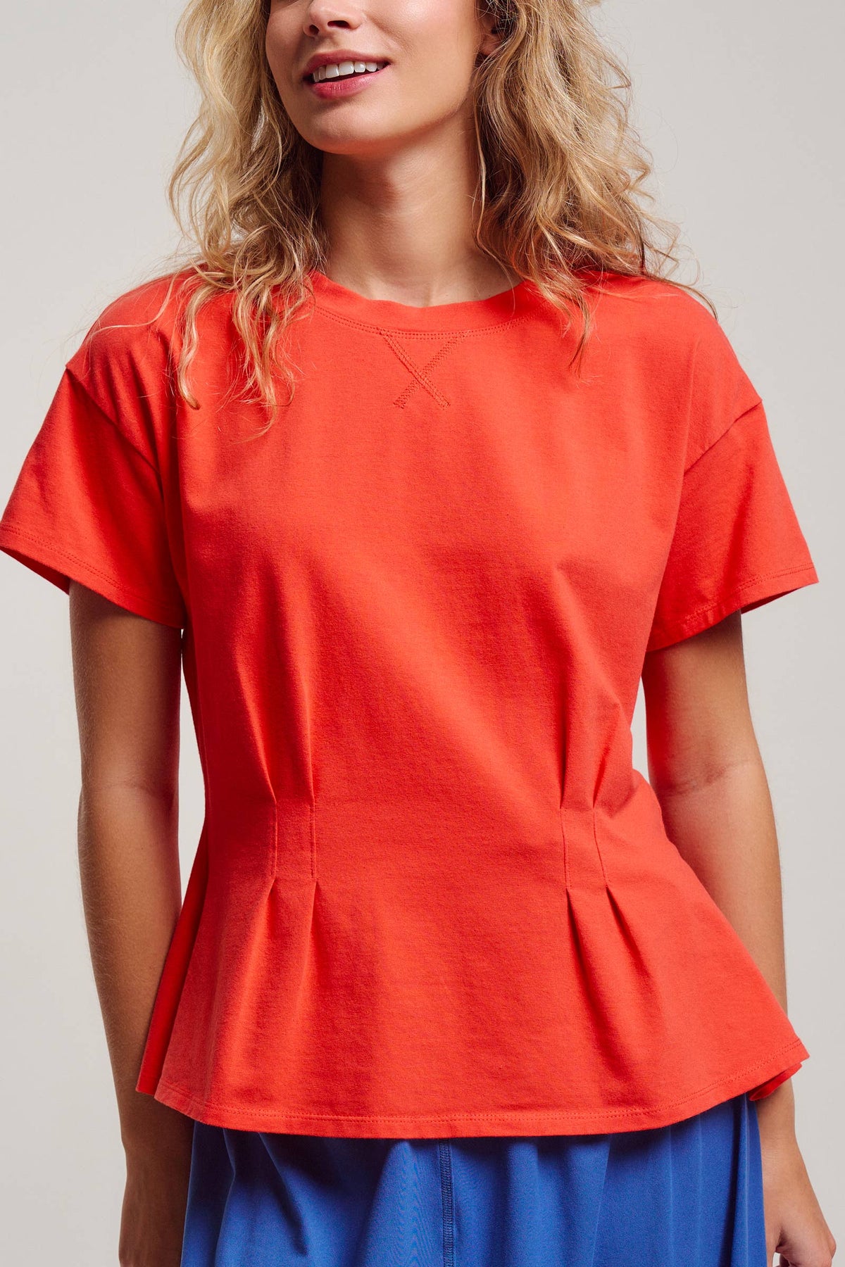 Urban Daizy - Pleated Waist Cotton Spandex Everyday Tee