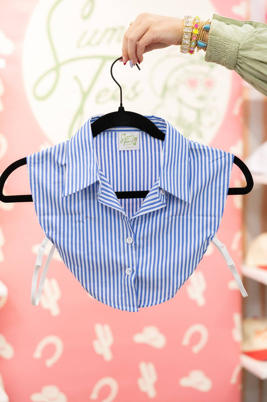 Summer Tees - BLUE & WHITE STRIPED COLLAR