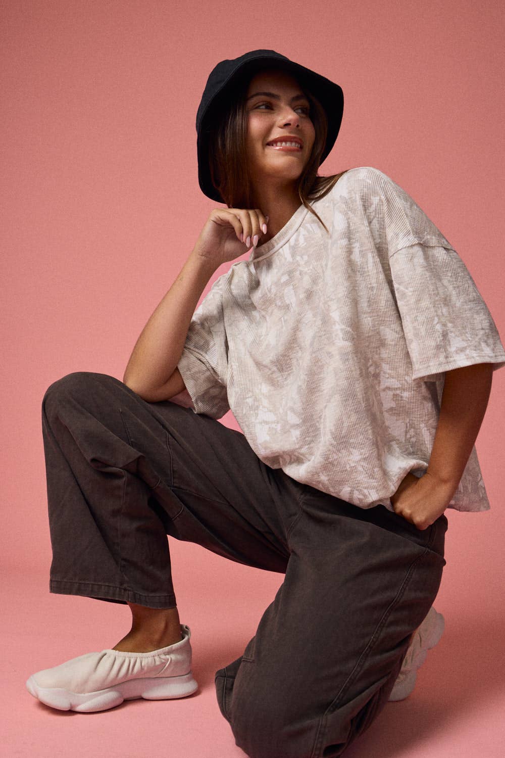 PT51002-NATURE CAMO RIBBED LOOSE FIT SHIRT