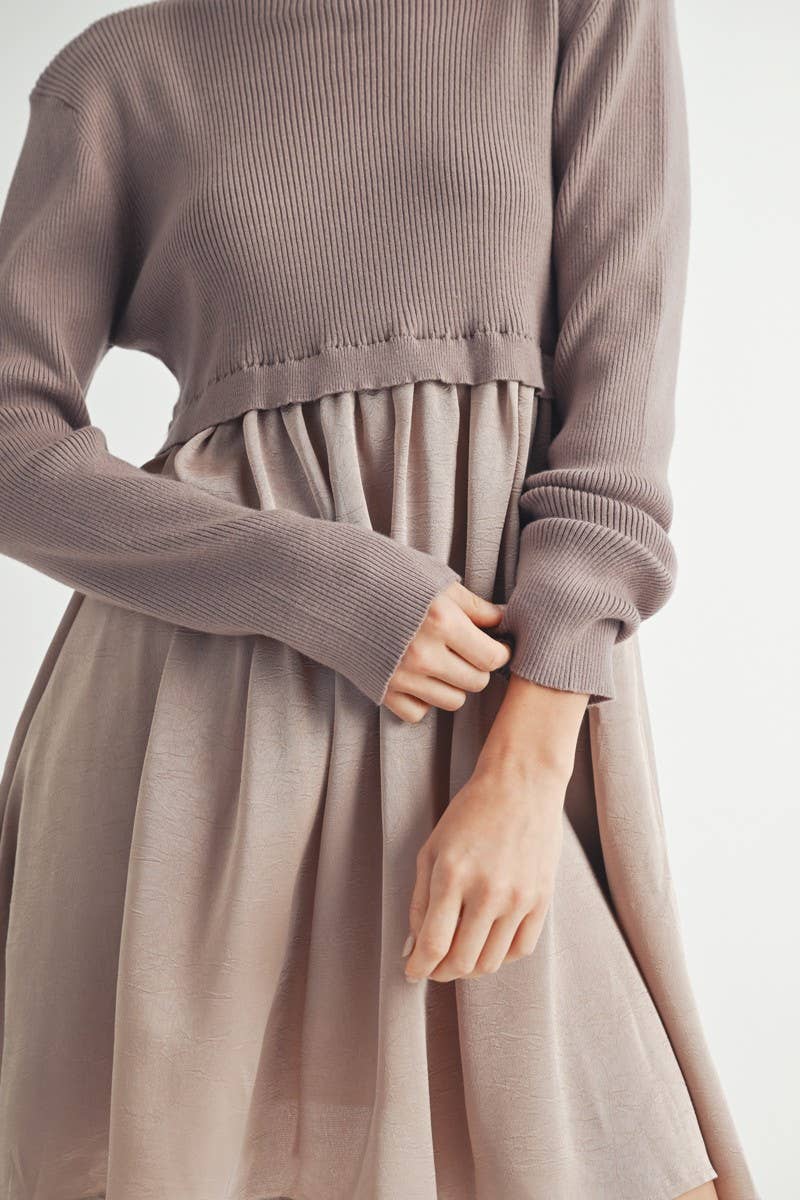 Long Sleeve Twofer Sweater Mini Dress