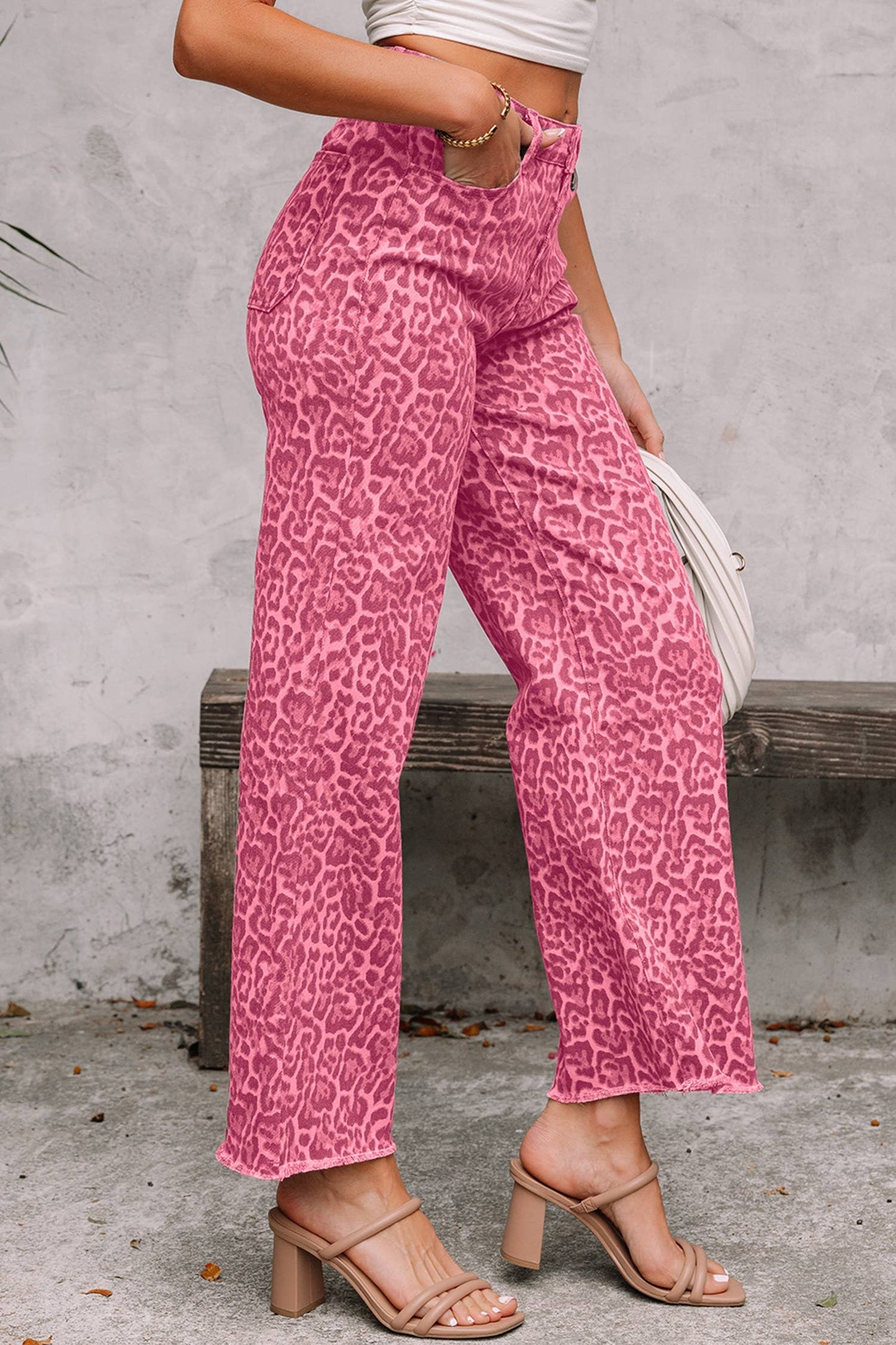 66 Western Leopard Love Edge Wide Leg High Waist Jeans