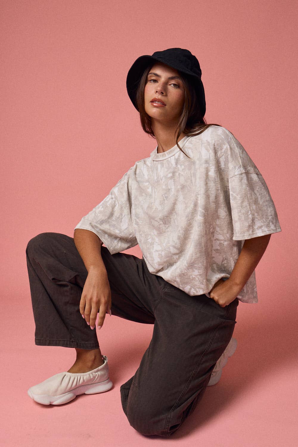 PT51002-NATURE CAMO RIBBED LOOSE FIT SHIRT