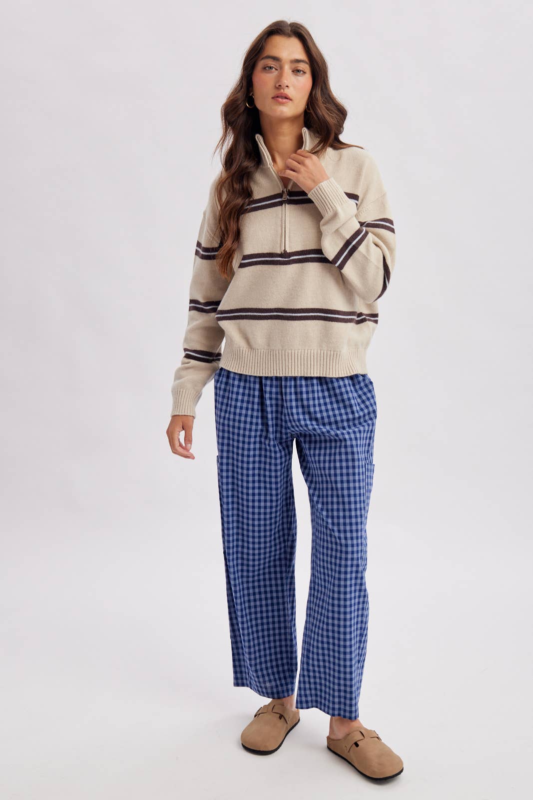 PLAID PATCH POCKET PANTS